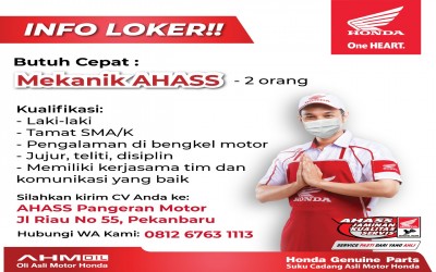 LOWONGAN KERJA AHAS PEKANBARU